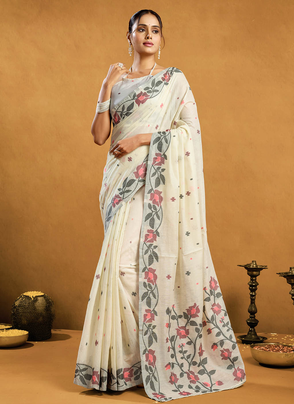 Pure Cotton Jamdani Saree