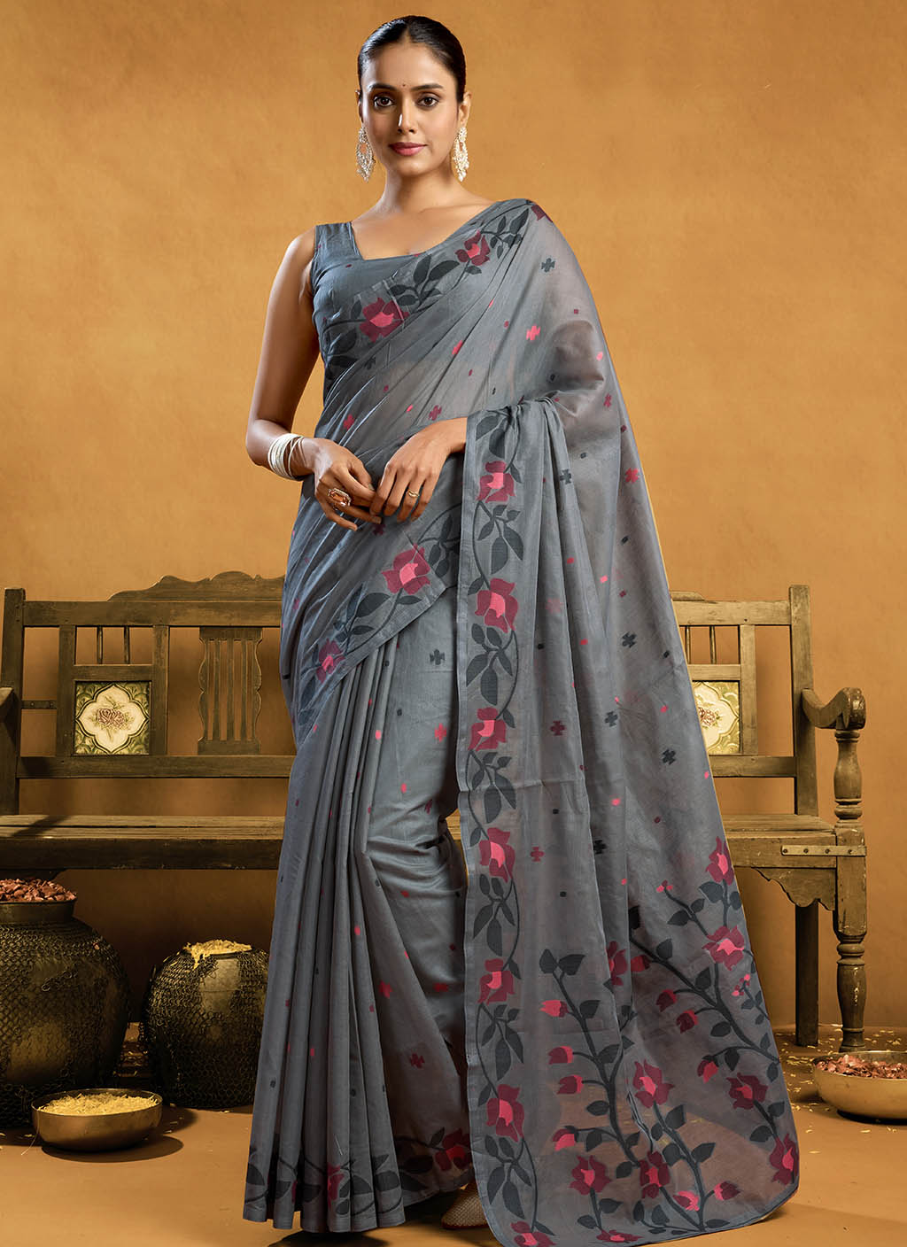 Pure Cotton Jamdani Saree