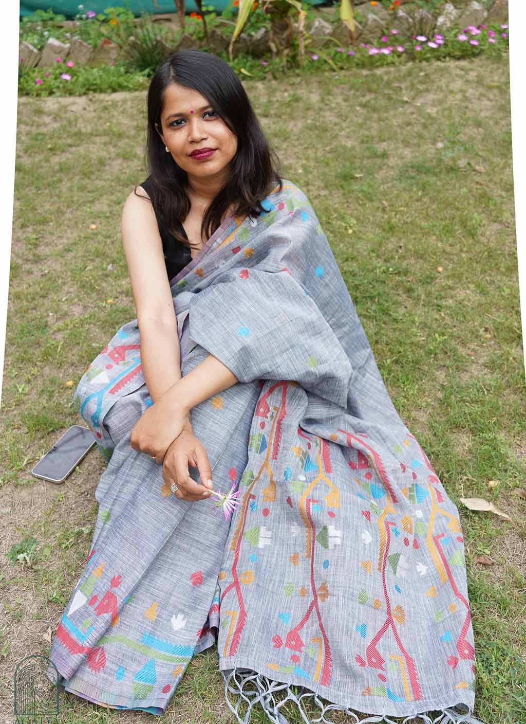 Pure Linen Jamdani Saree