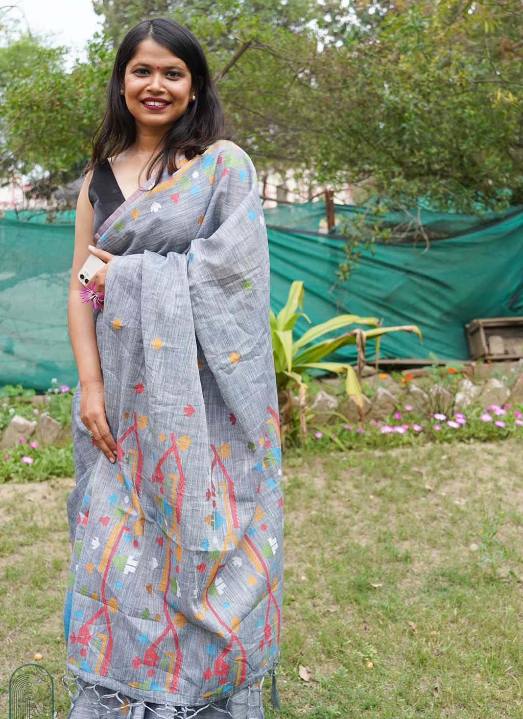 Pure Linen Jamdani Saree