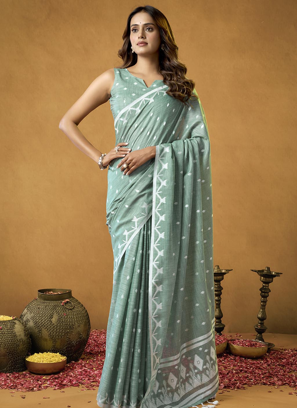 Pure Linen Saree