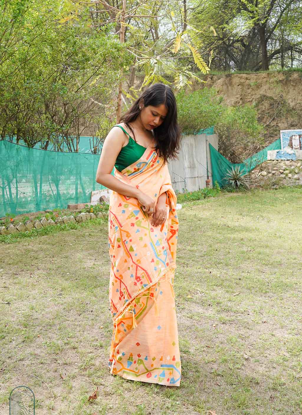 Pure Linen Jamdani Saree
