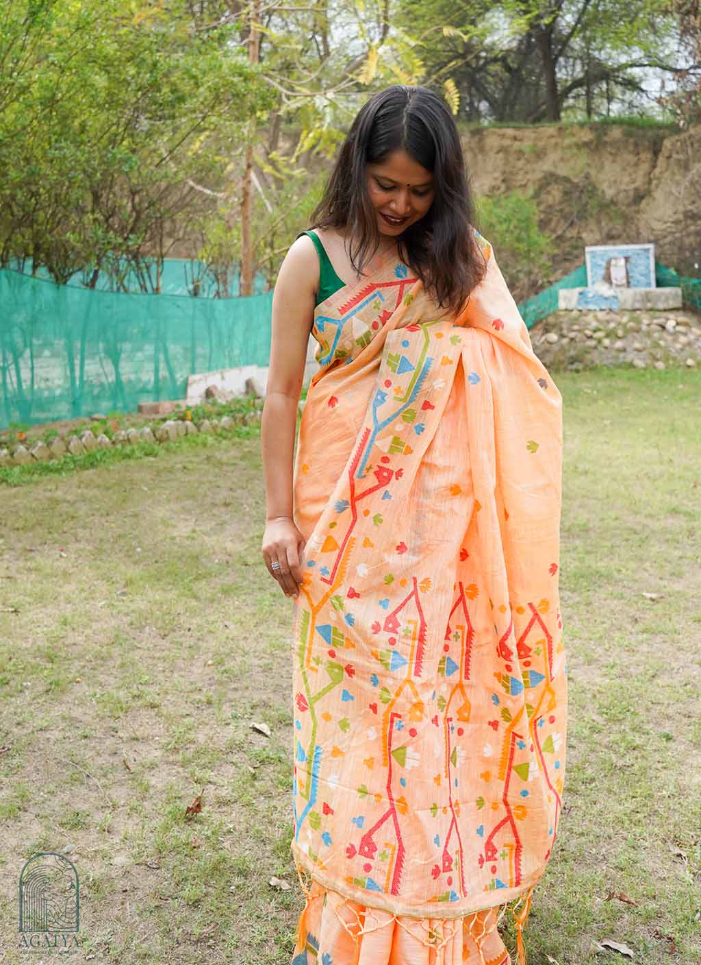 Pure Linen Jamdani Saree