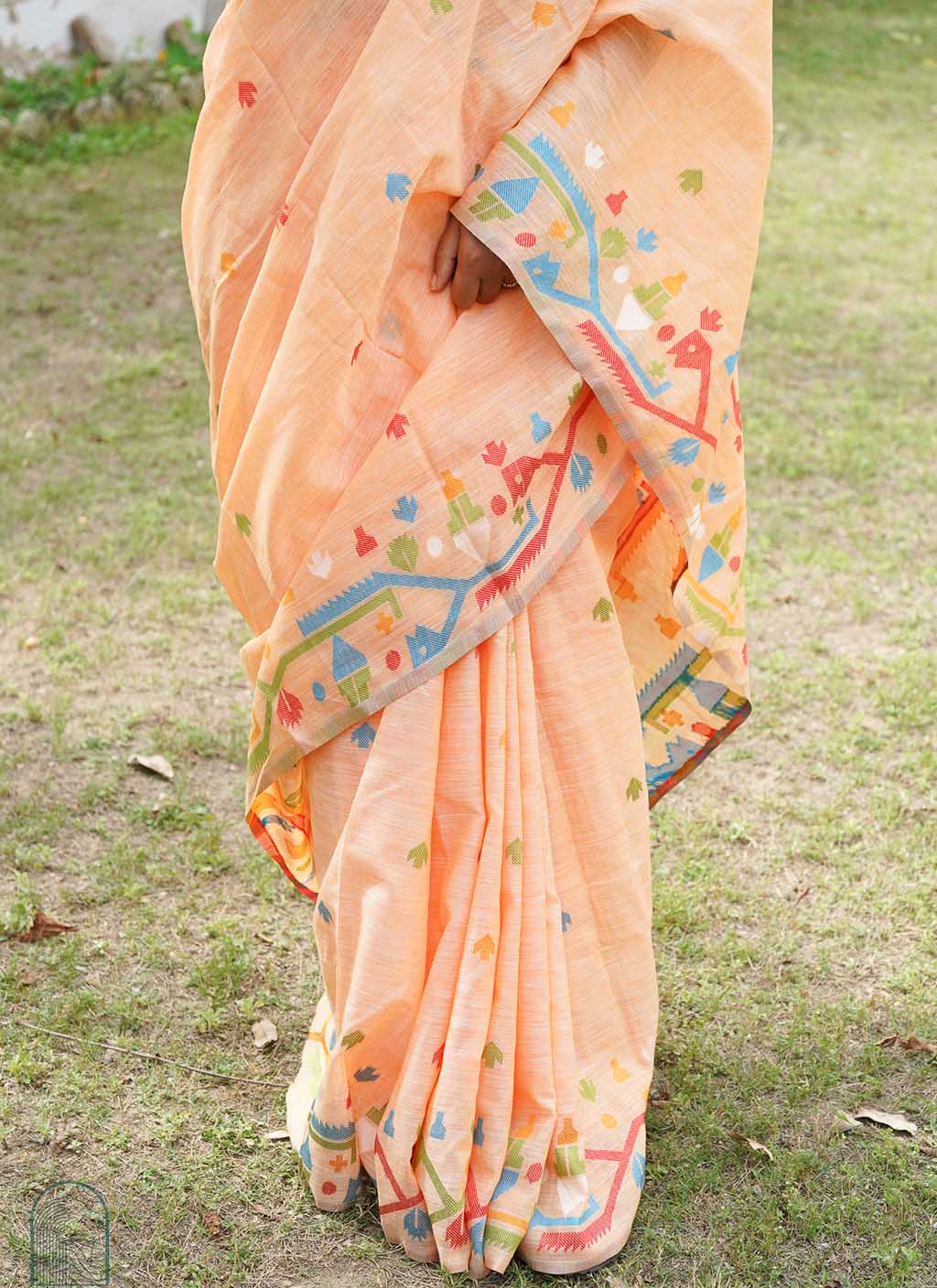 Pure Linen Jamdani Saree