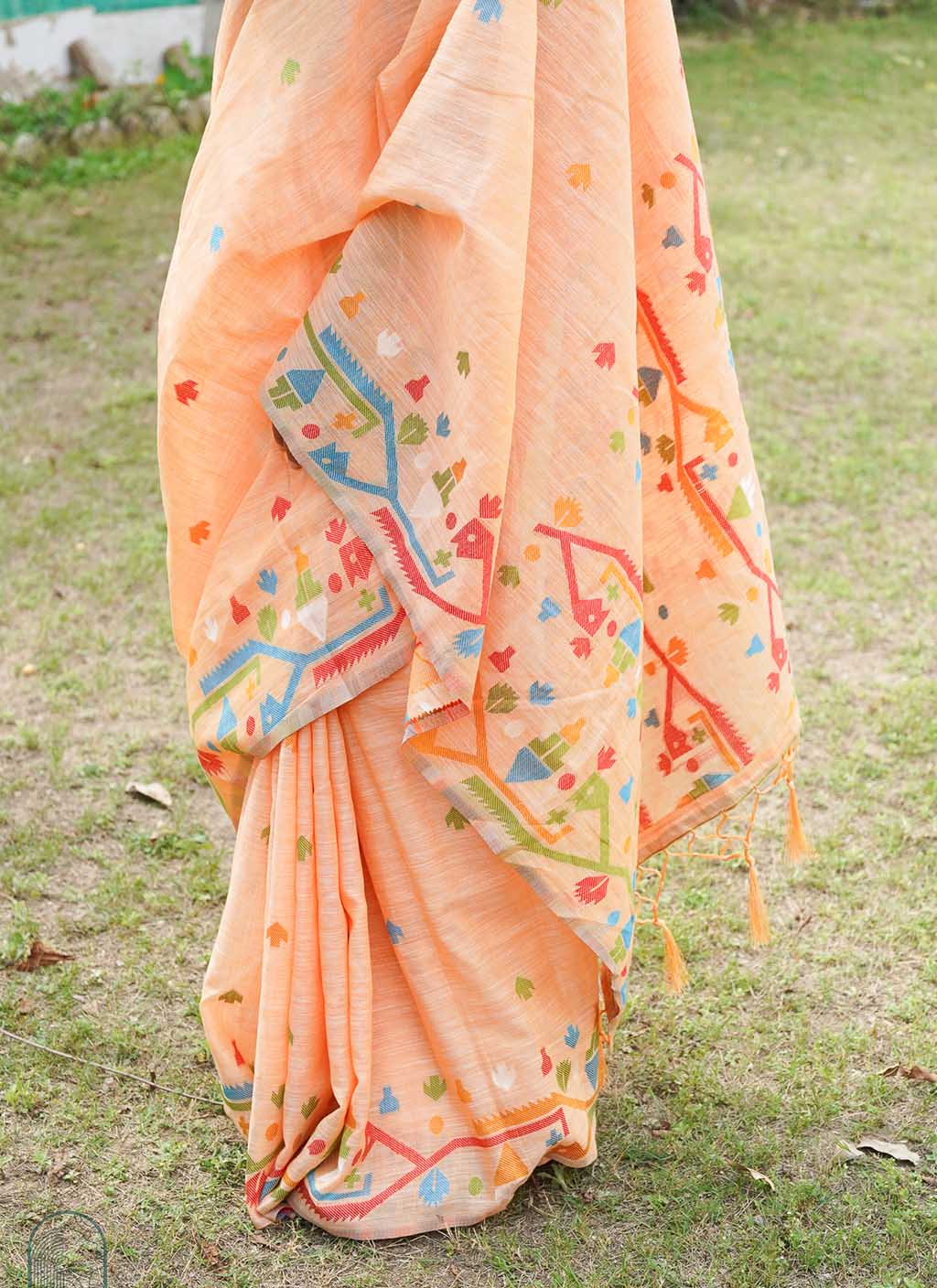 Pure Linen Jamdani Saree