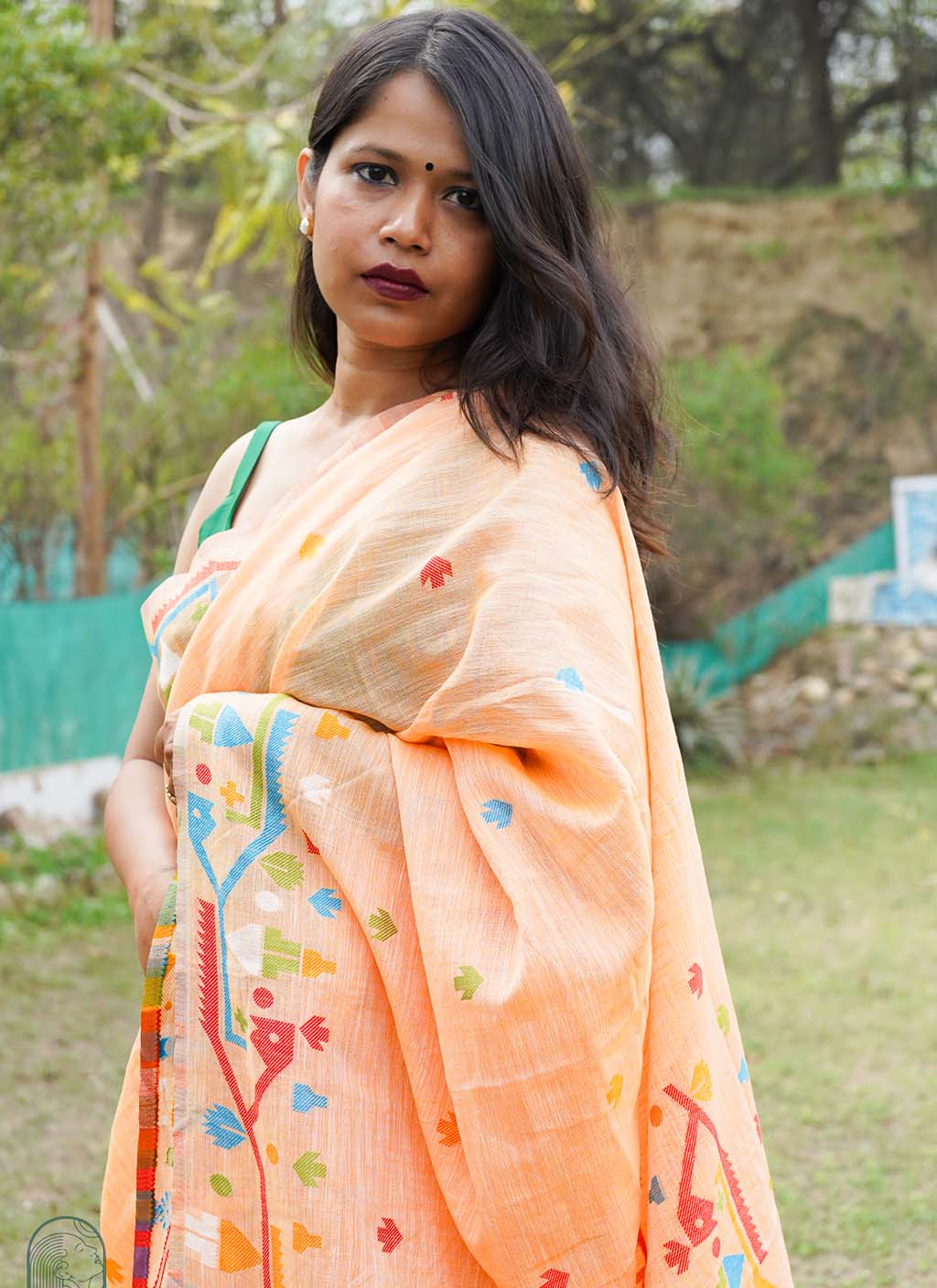 Pure Linen Jamdani Saree