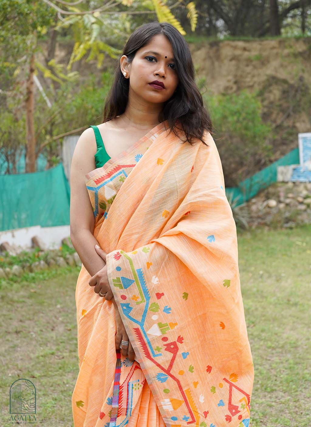 Pure Linen Jamdani Saree
