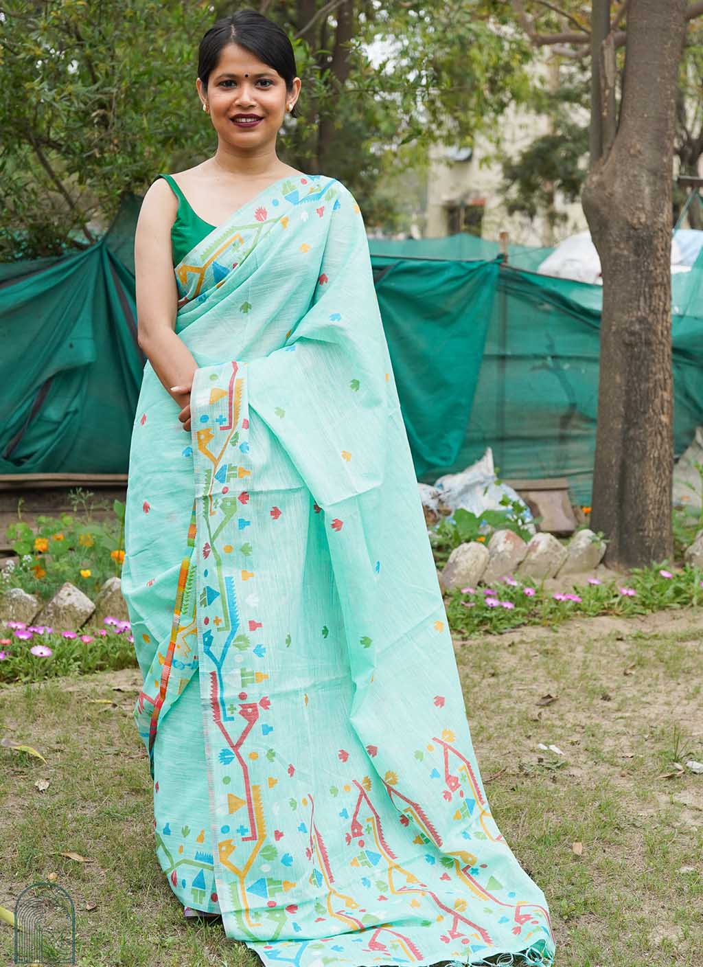 Pure Linen Jamdani Saree