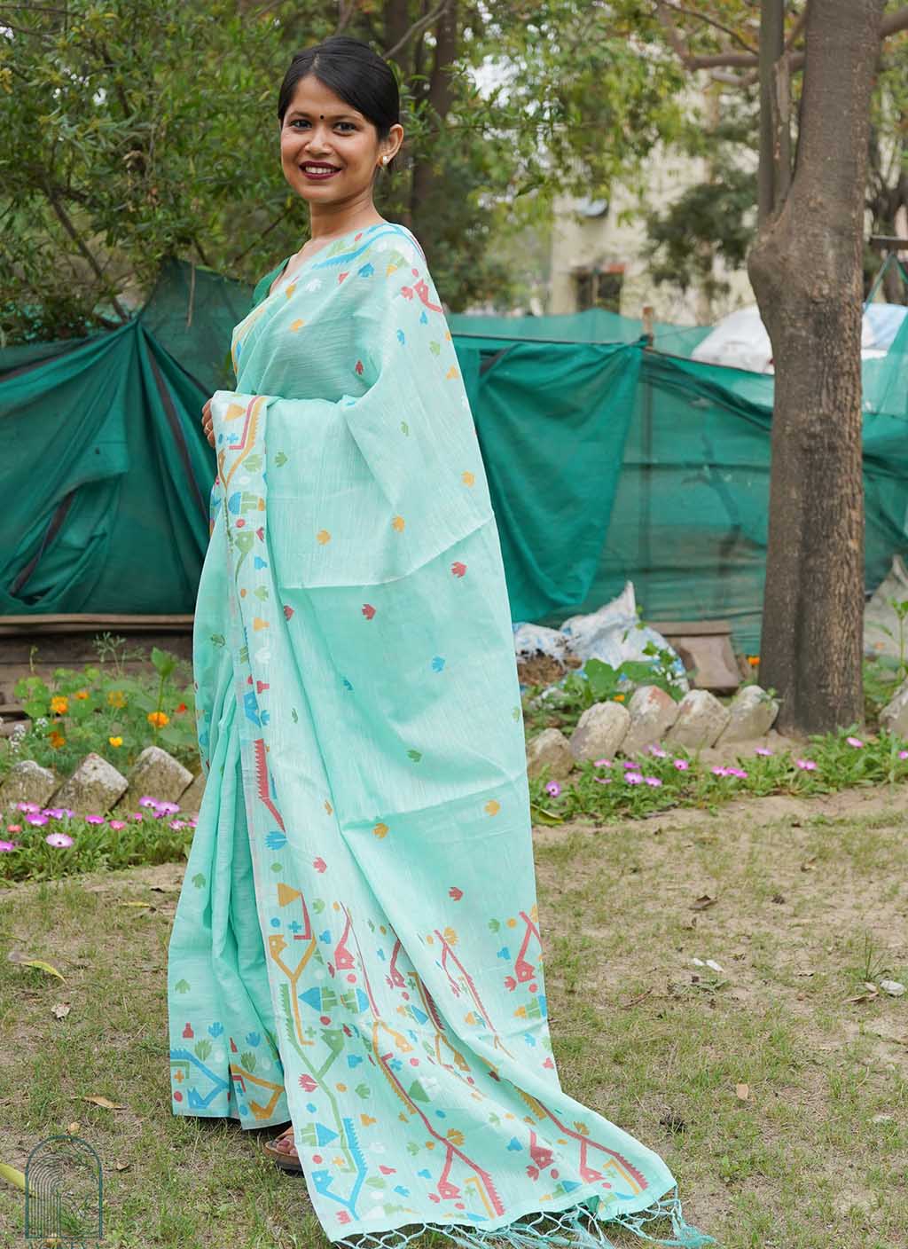Pure Linen Jamdani Saree