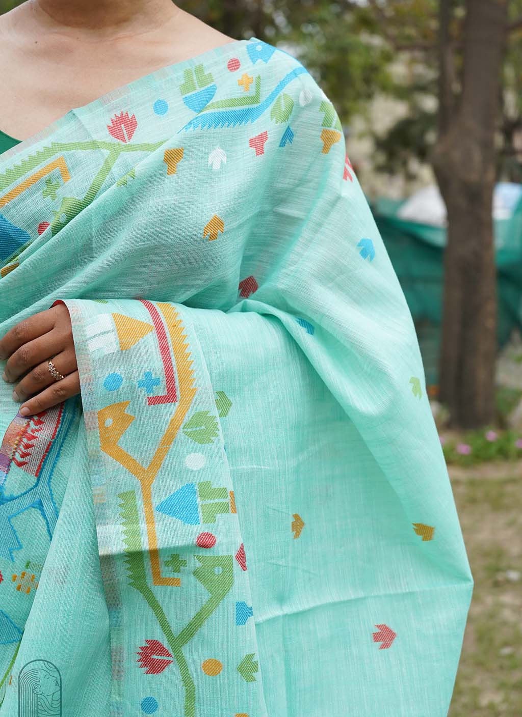 Pure Linen Jamdani Saree