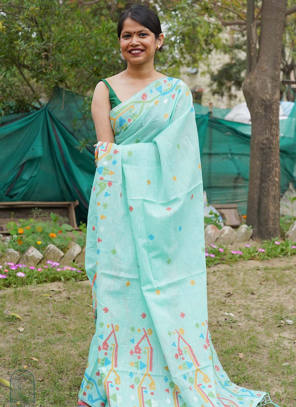 Pure Linen Jamdani Saree