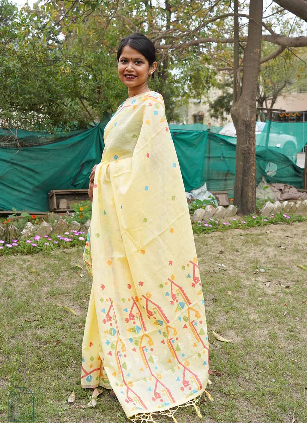 Pure Linen Jamdani Saree