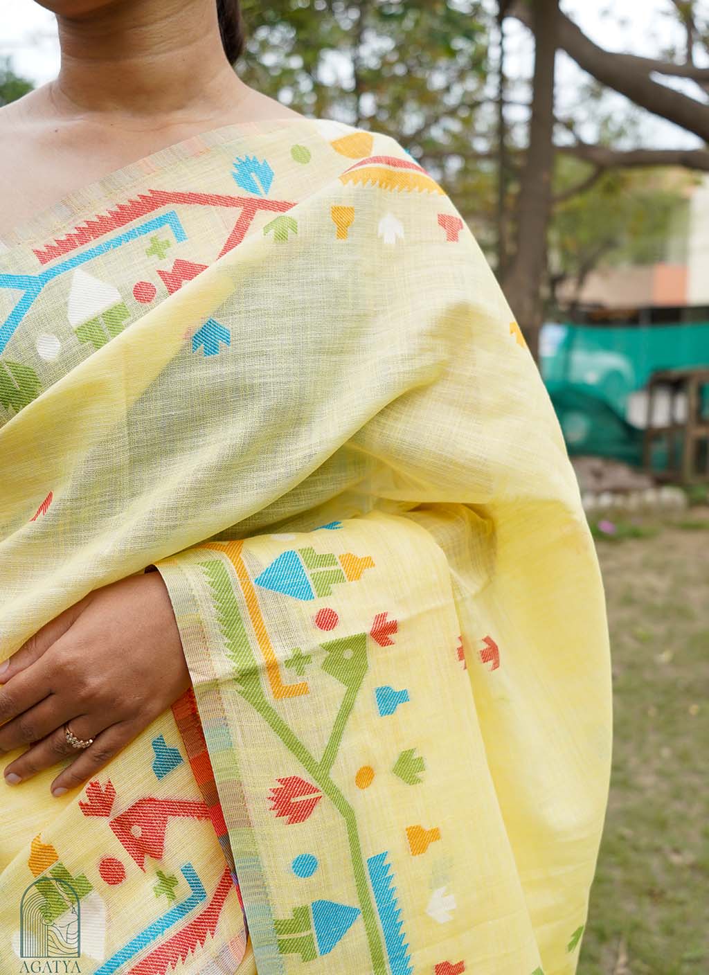 Pure Linen Jamdani Saree