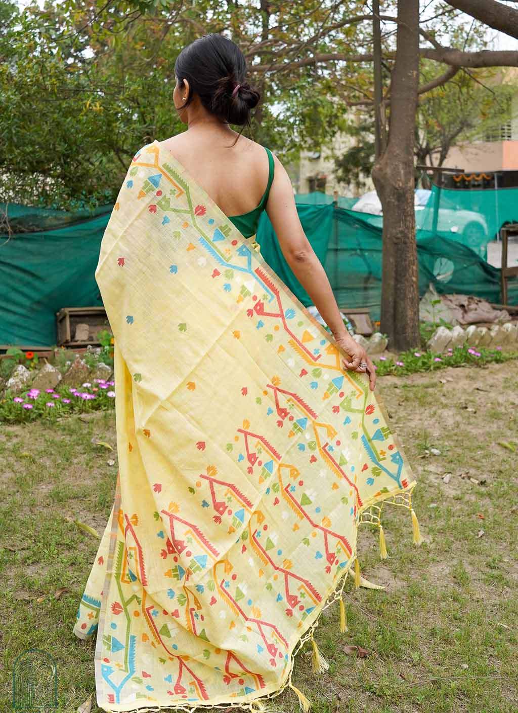 Pure Linen Jamdani Saree