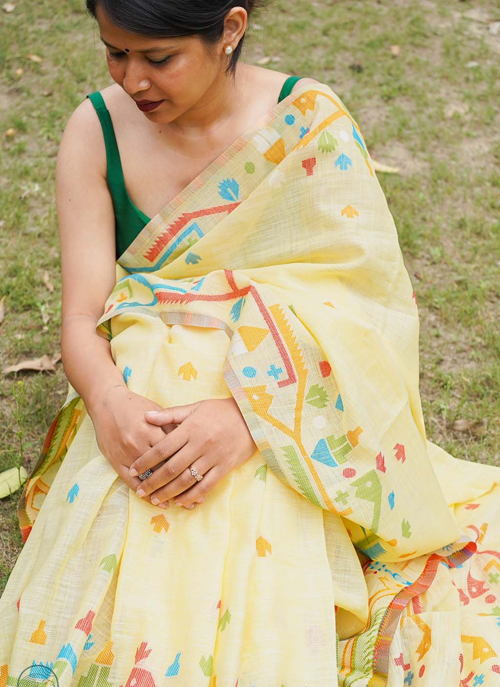 Pure Linen Jamdani Saree