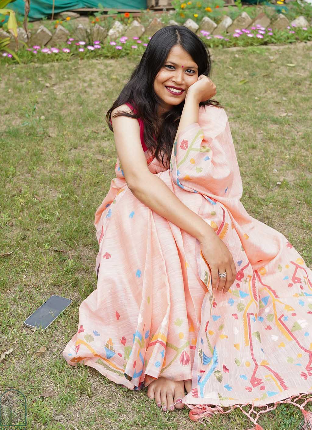 Pure Linen Jamdani Saree