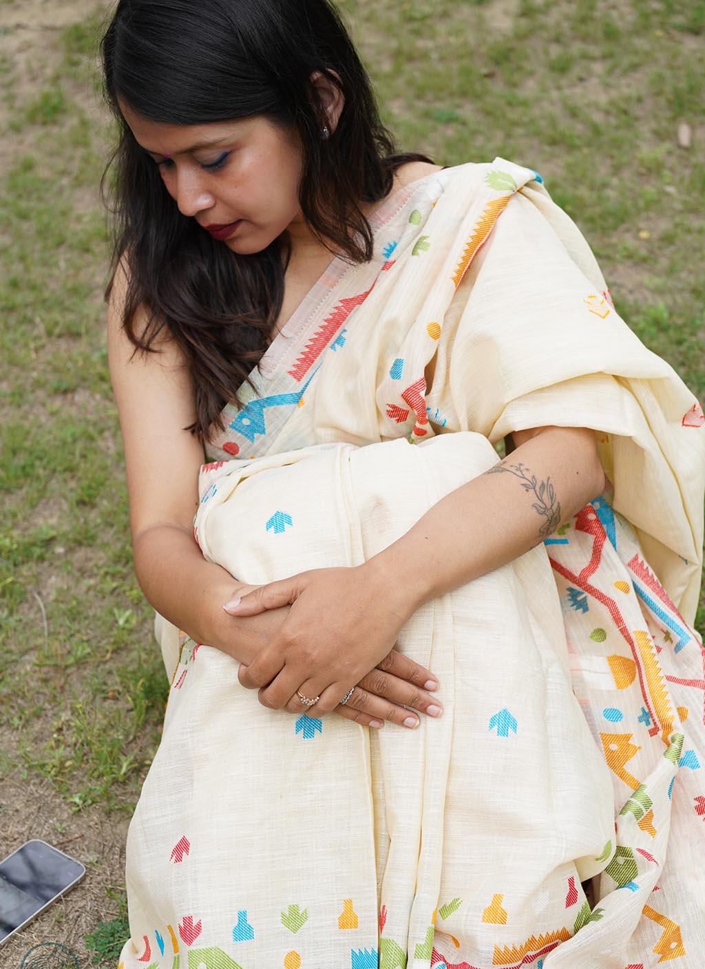 Pure Linen Jamdani Saree
