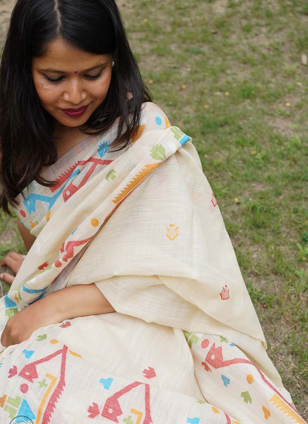 Pure Linen Jamdani Saree