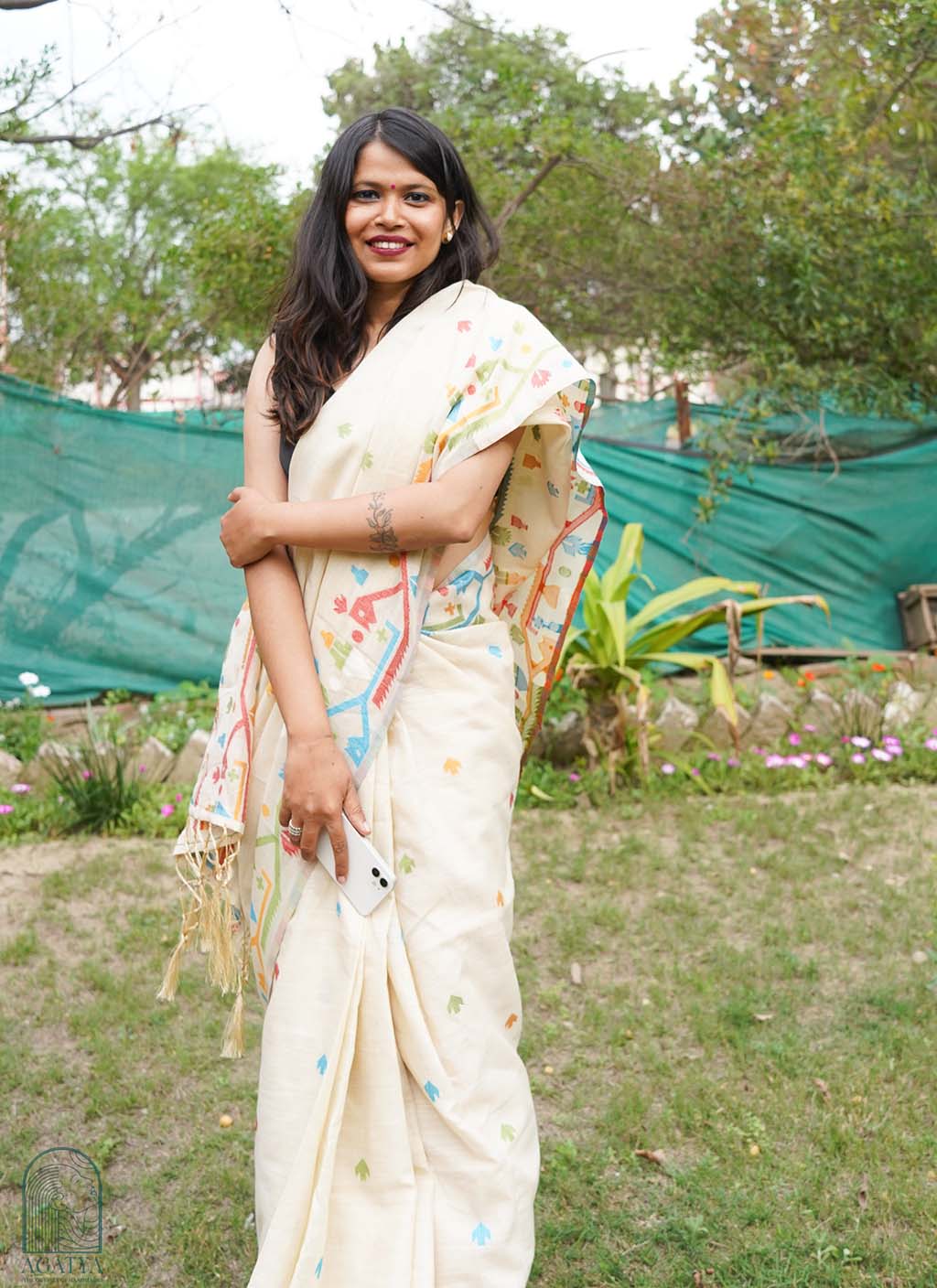 Pure Linen Jamdani Saree