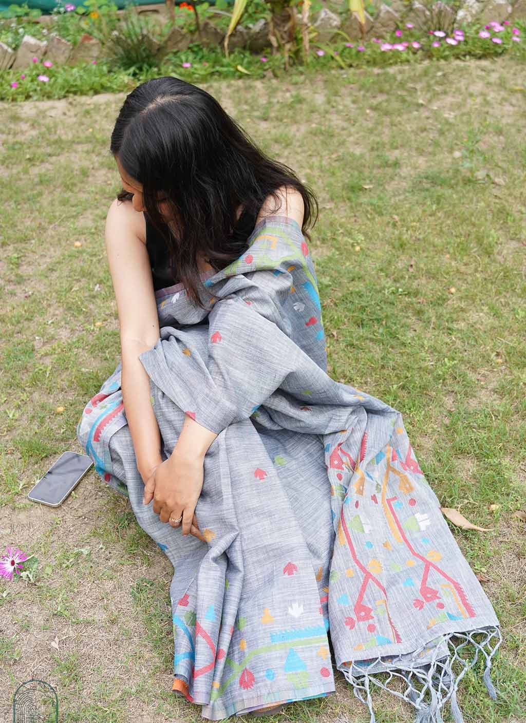 Pure Linen Jamdani Saree