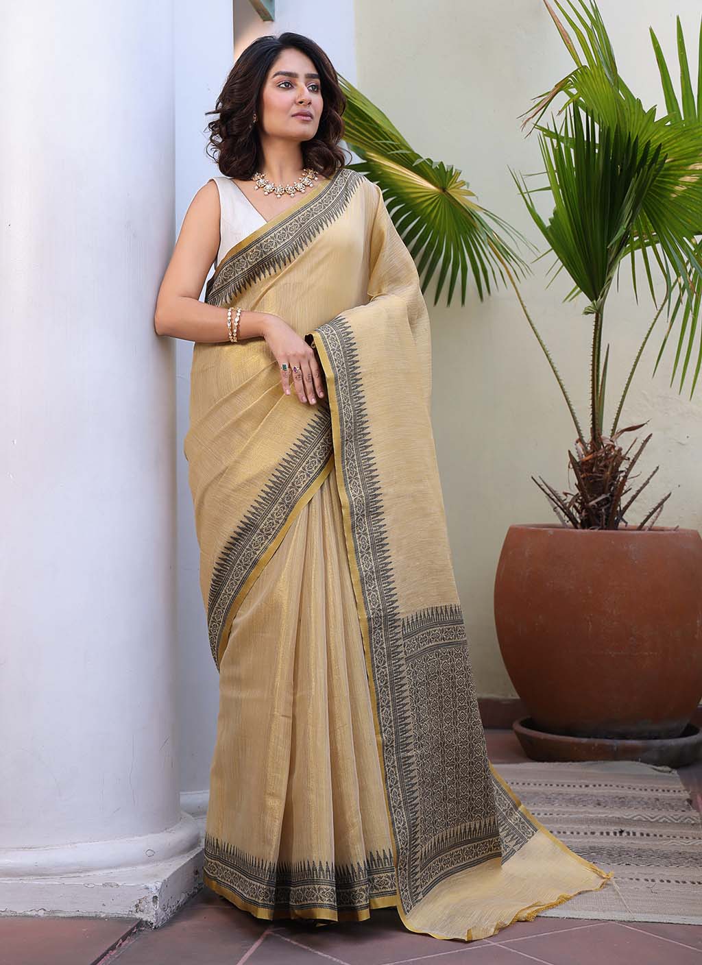 Linen Tissue Silk Saree