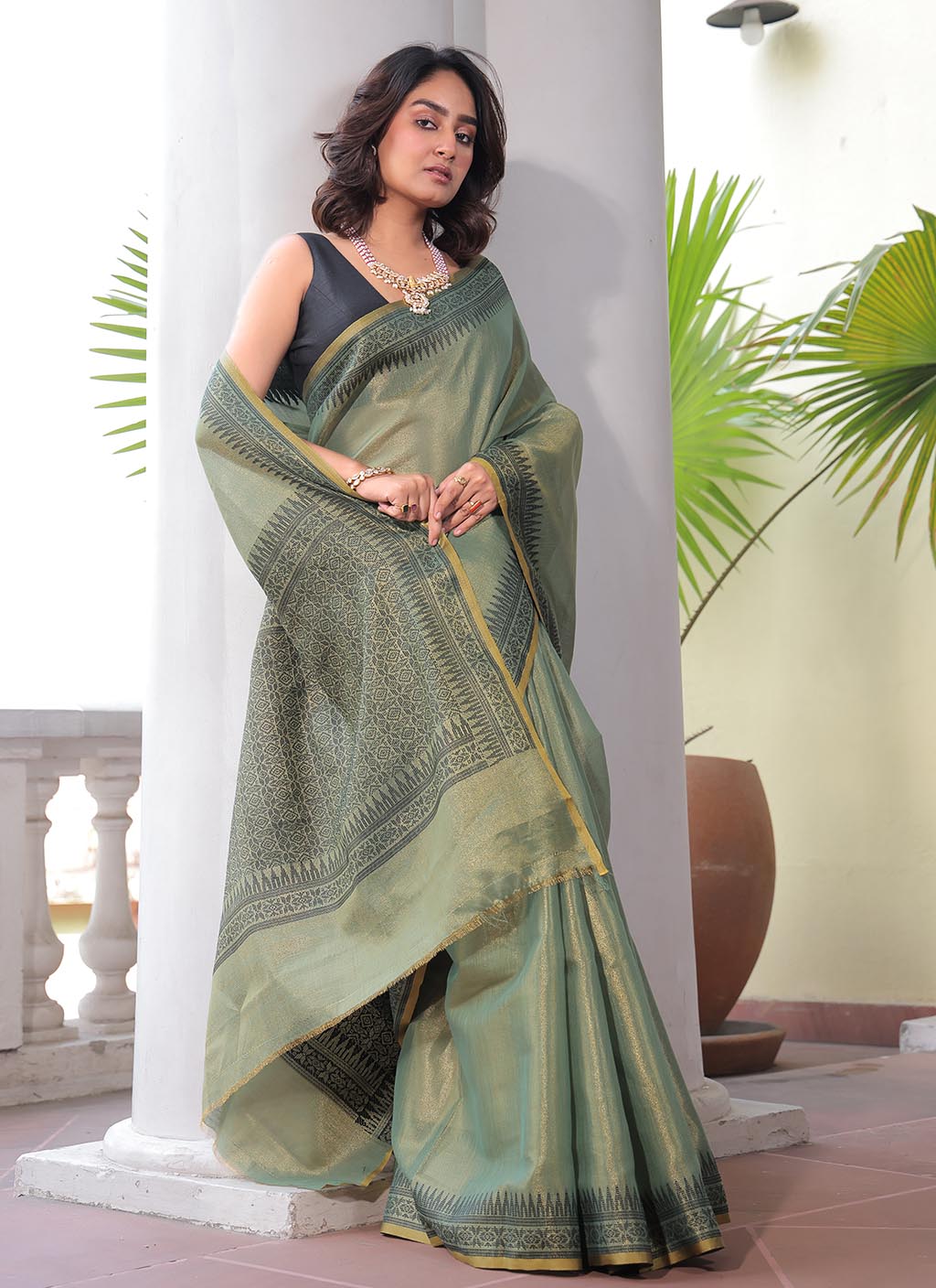 Linen Tissue Silk Saree