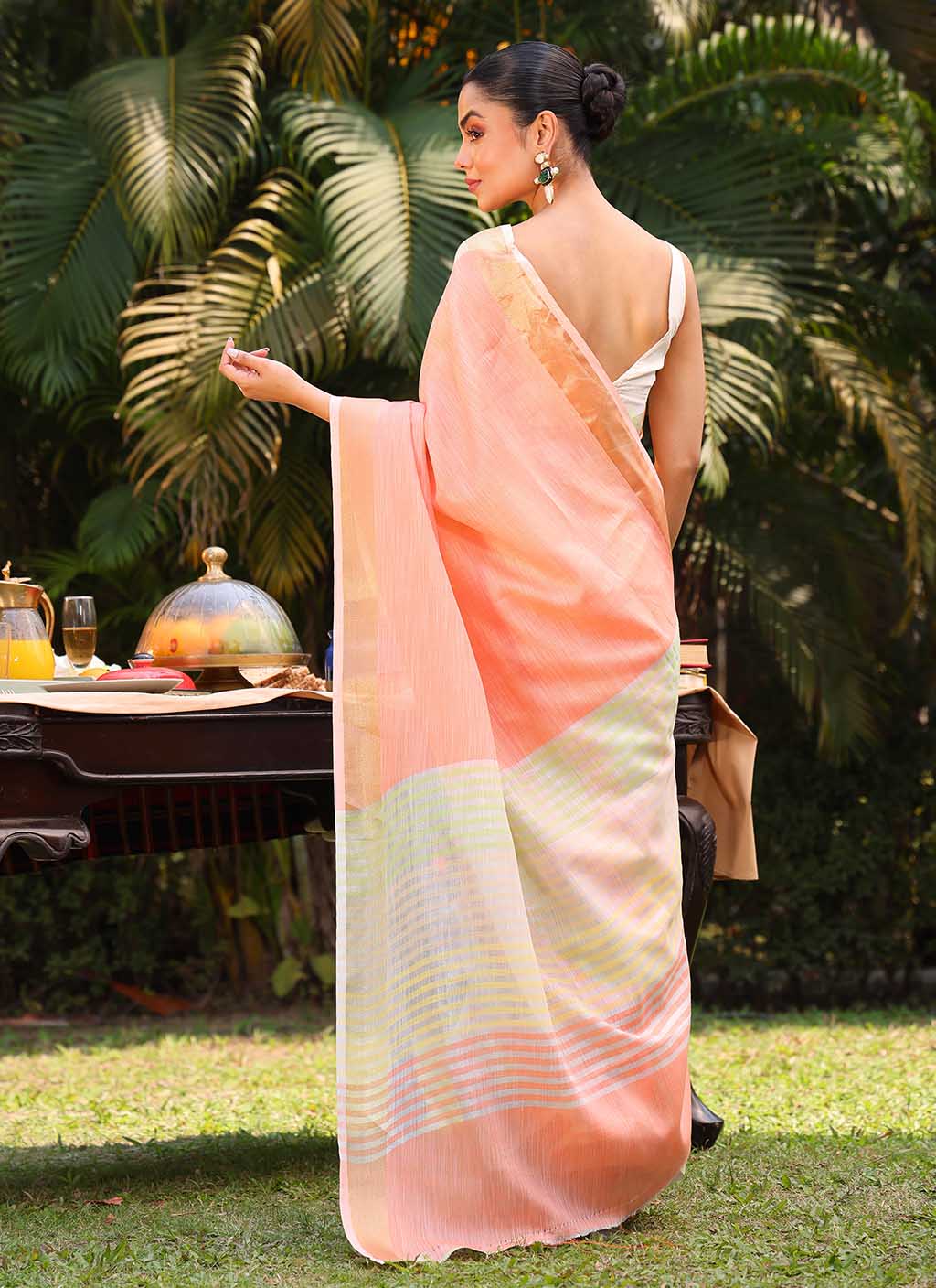 Linen Silk Stripe Saree