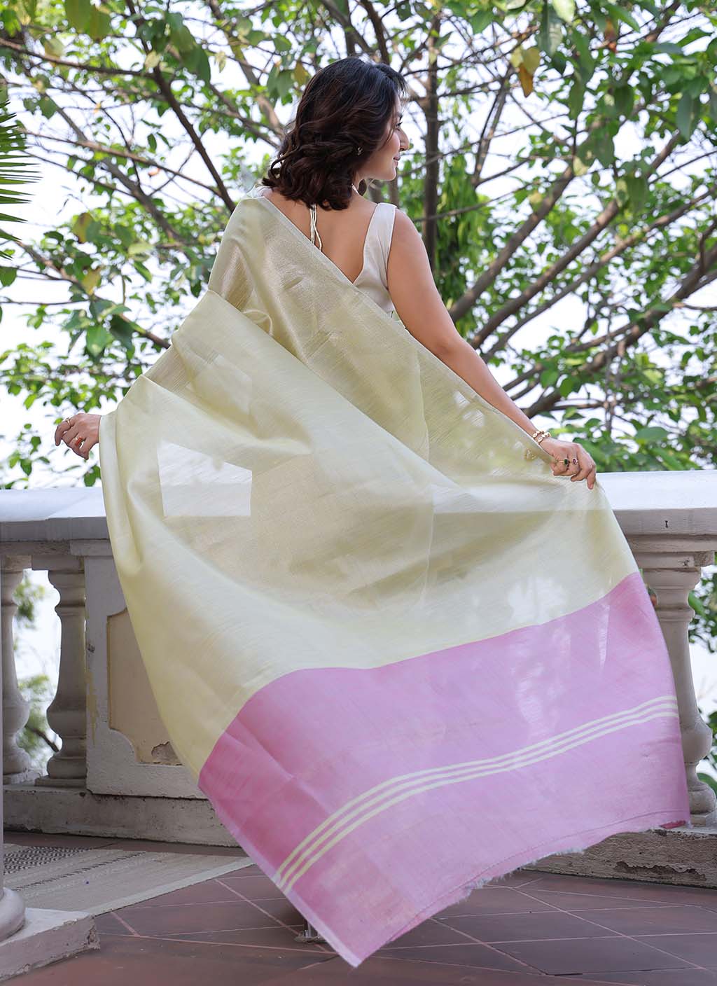 Pure Plain Tissue Silk Saree