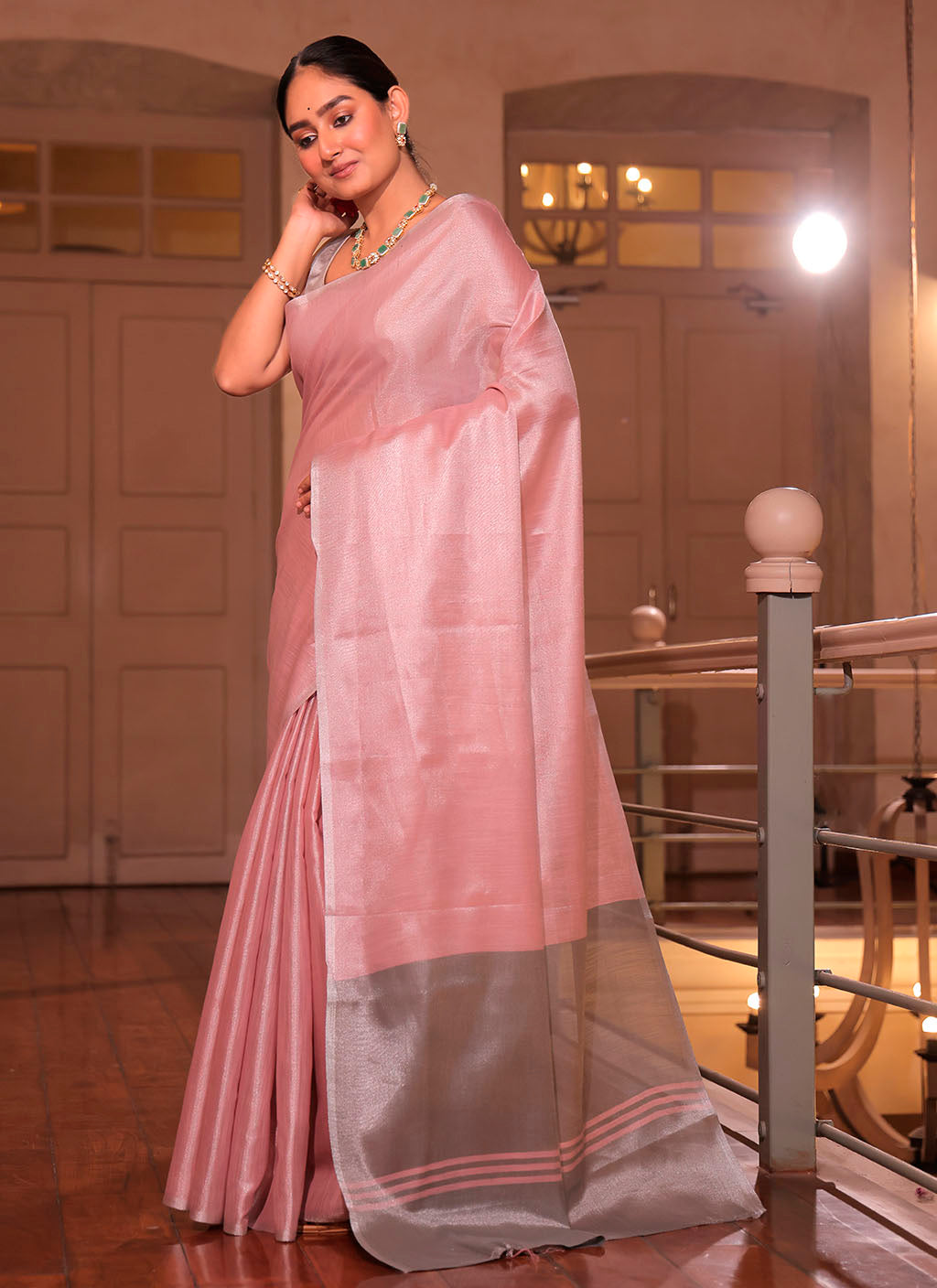 Pure Plain Tissue Silk Saree