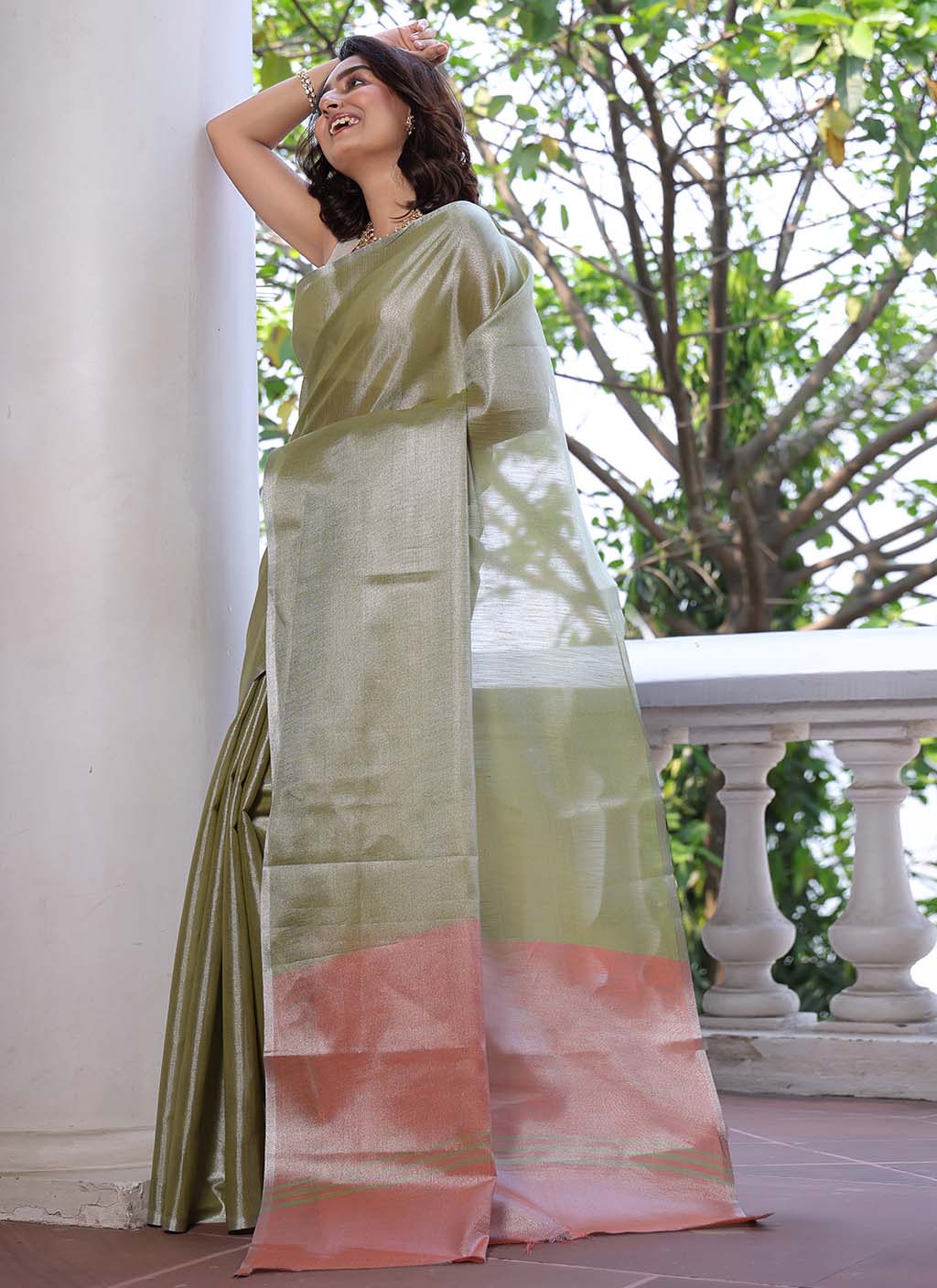 Pure Plain Tissue Silk Saree