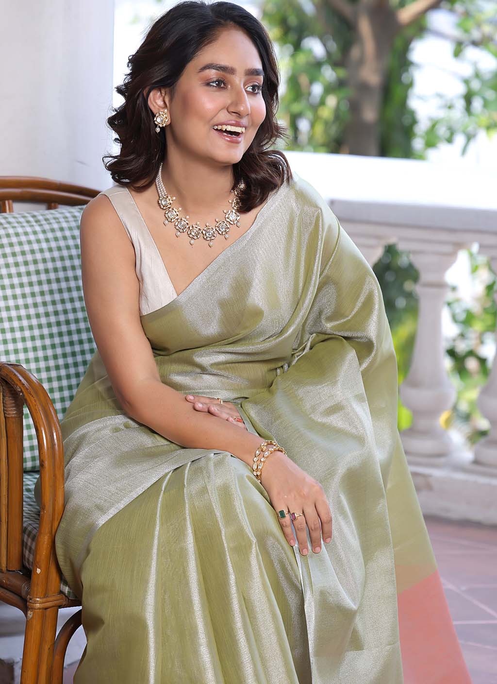 Pure Plain Tissue Silk Saree