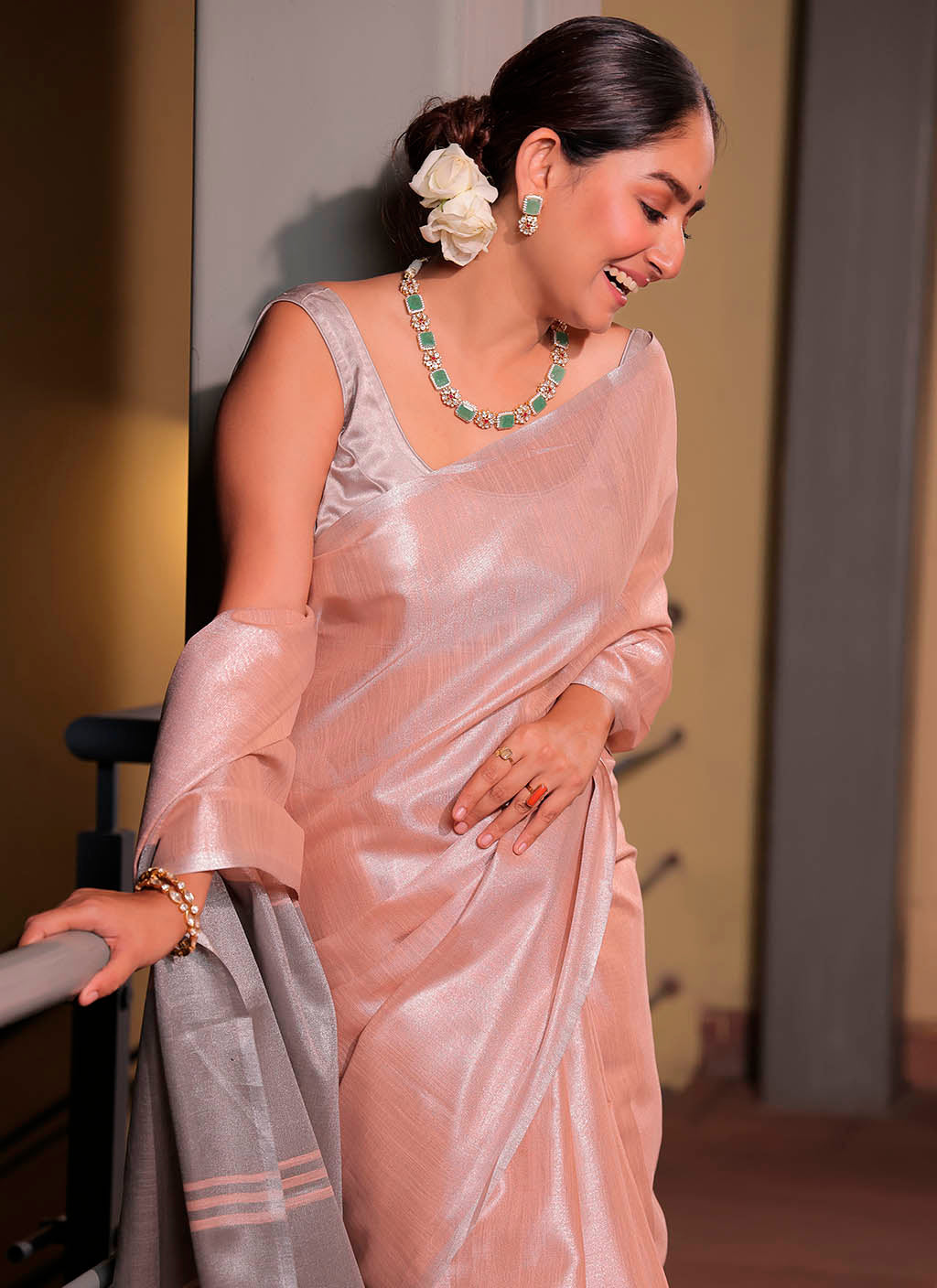 Pure Plain Tissue Silk Saree
