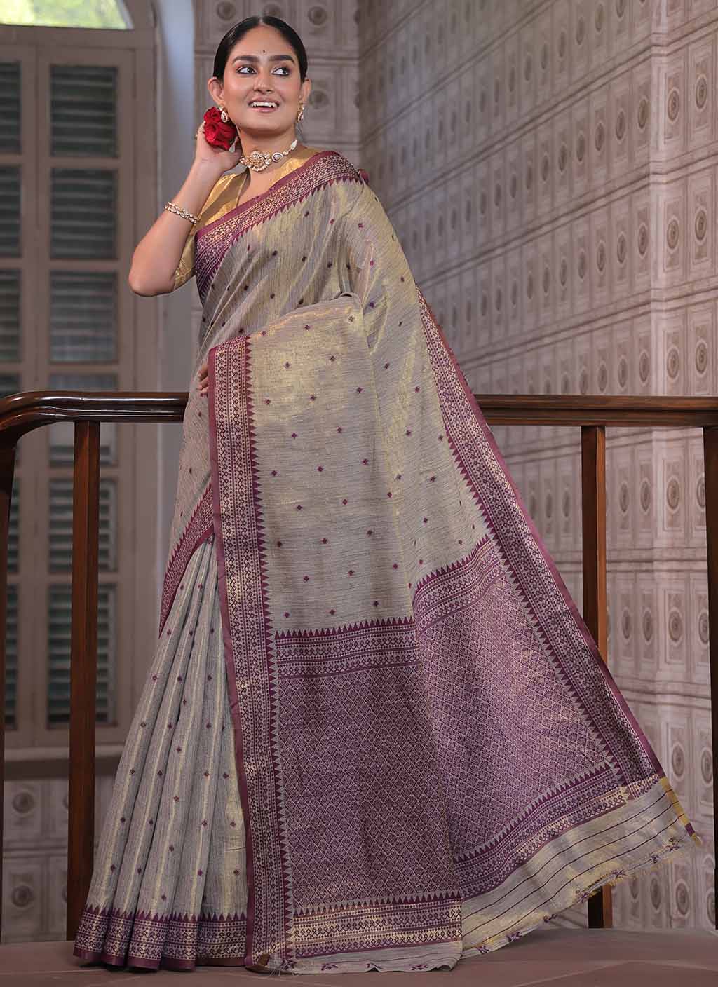 Tussar Tissue Silk saree