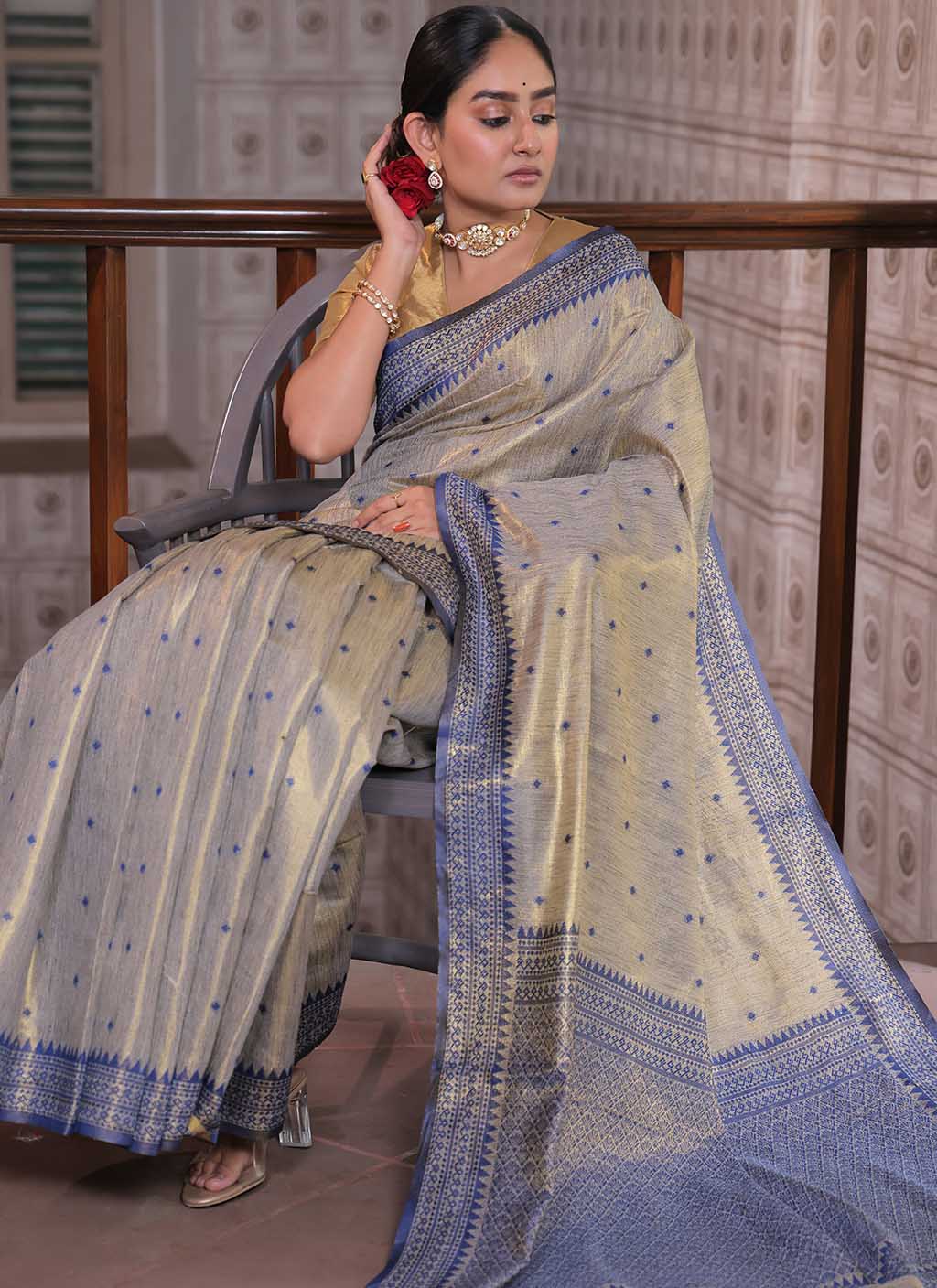 Tussar Tissue Silk Saree