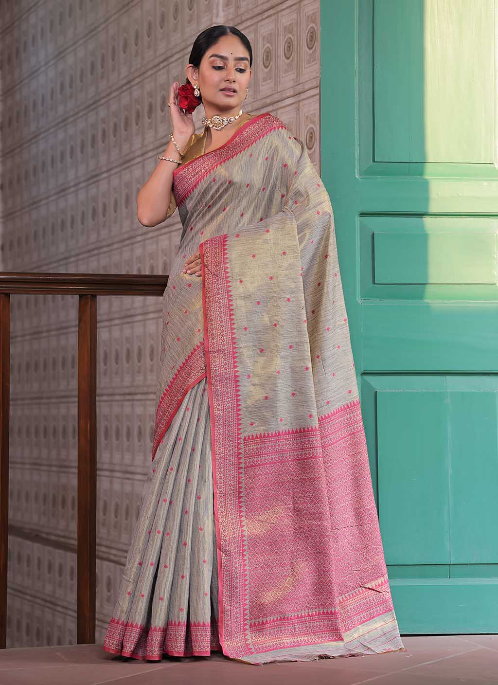 Tussar Tissue Silk Saree