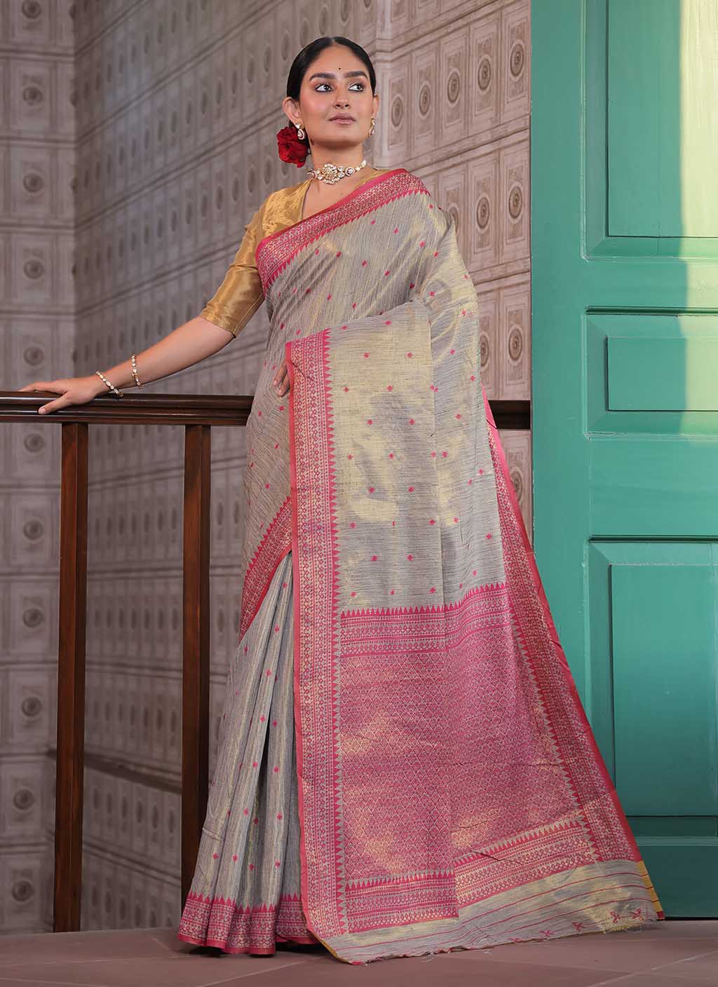 Tussar Tissue Silk Saree
