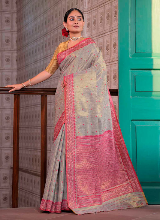 Tussar Tissue Silk Saree