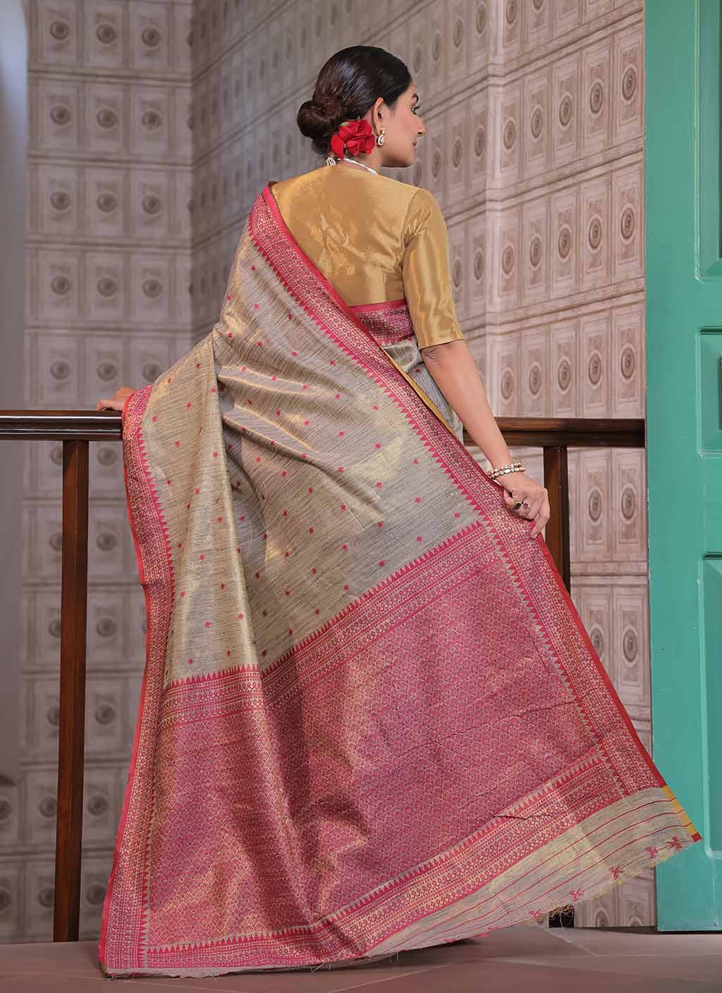 Tussar Tissue Silk Saree