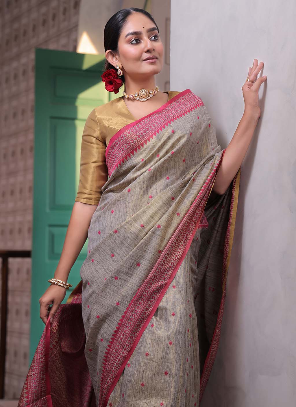Tussar Tissue Silk Saree
