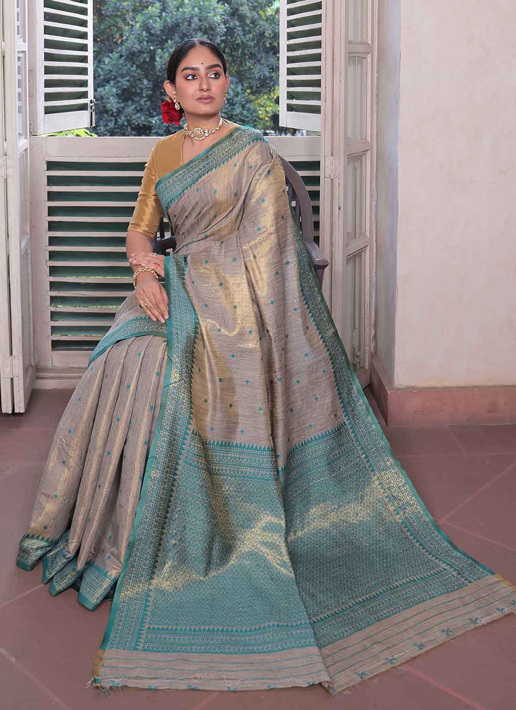 Tussar Tissue Silk Saree