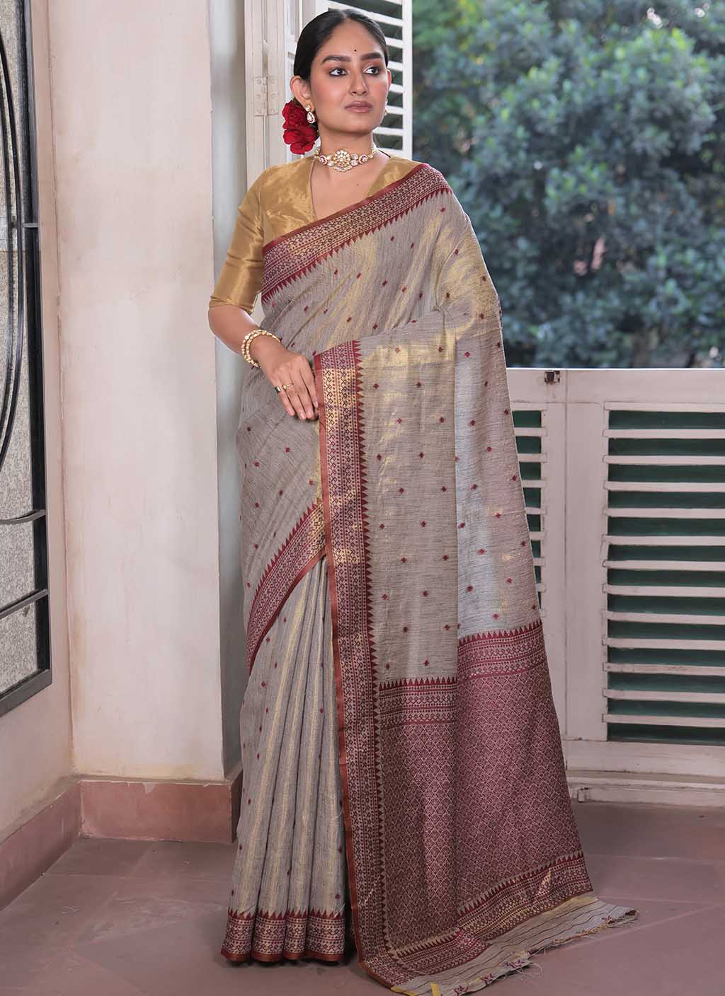 Tussar Tissue Silk Saree