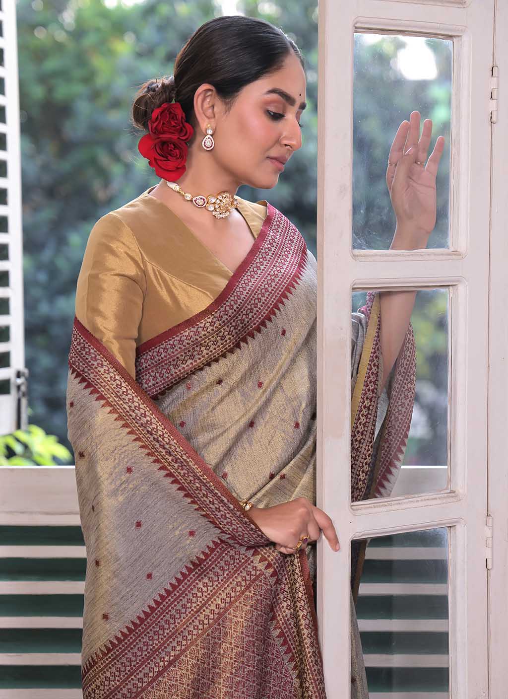 Tussar Tissue Silk Saree