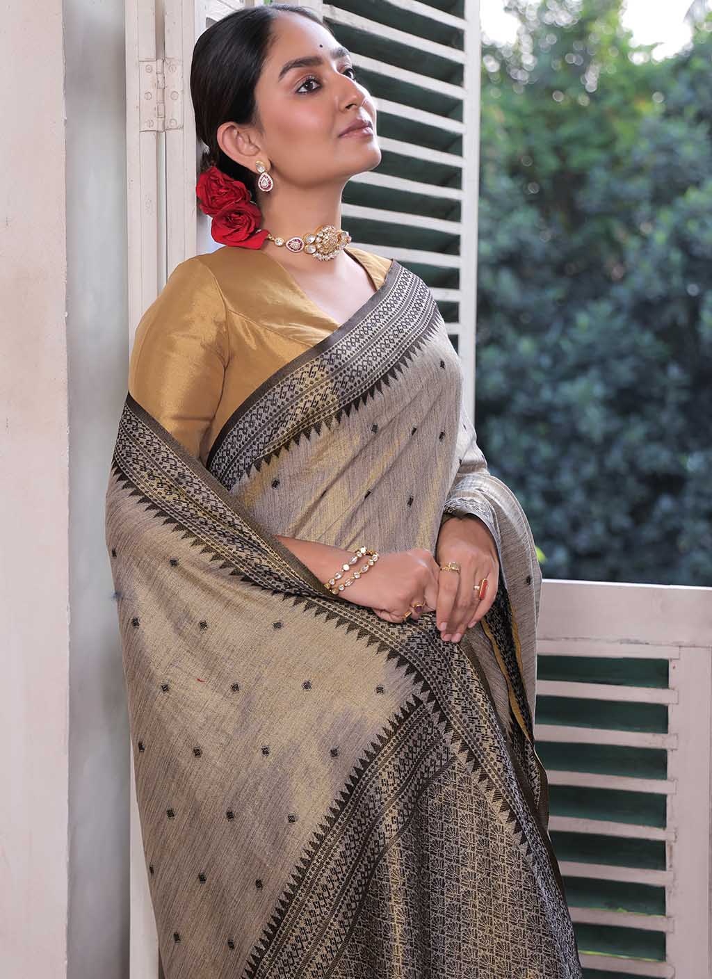 Tussar Tissue Silk Saree