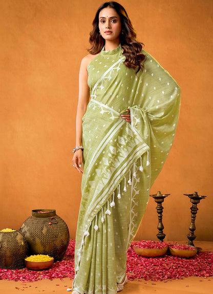 Pure Linen Saree