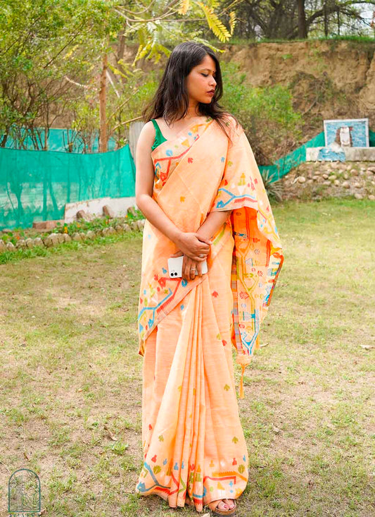 Pure Linen Jamdani Saree