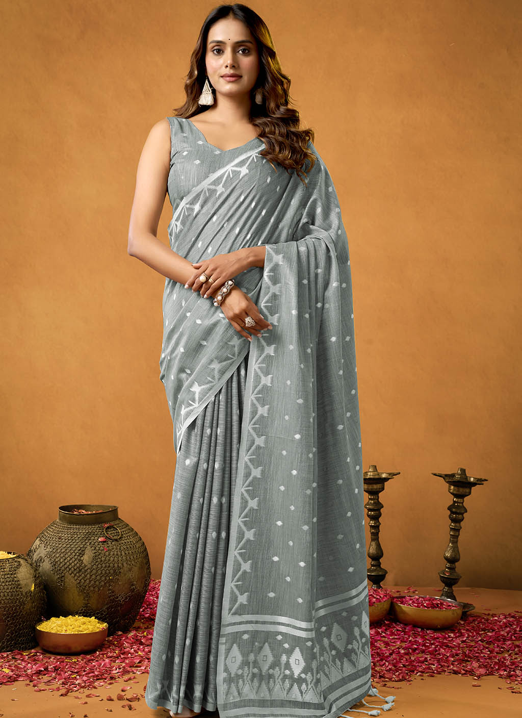 Pure Linen Saree