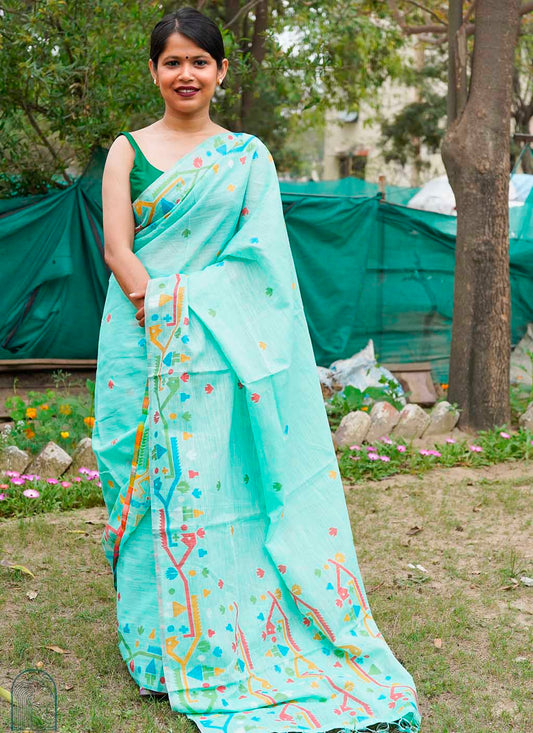 Pure Linen Jamdani Saree