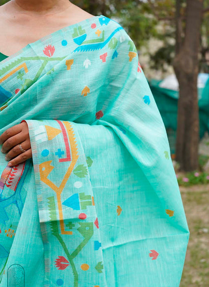 Pure Linen Jamdani Saree