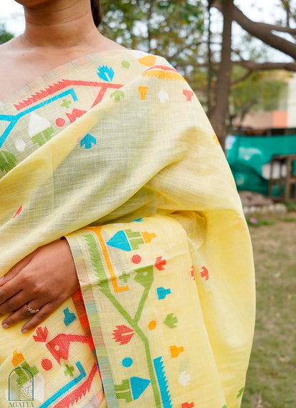Pure Linen Jamdani Saree