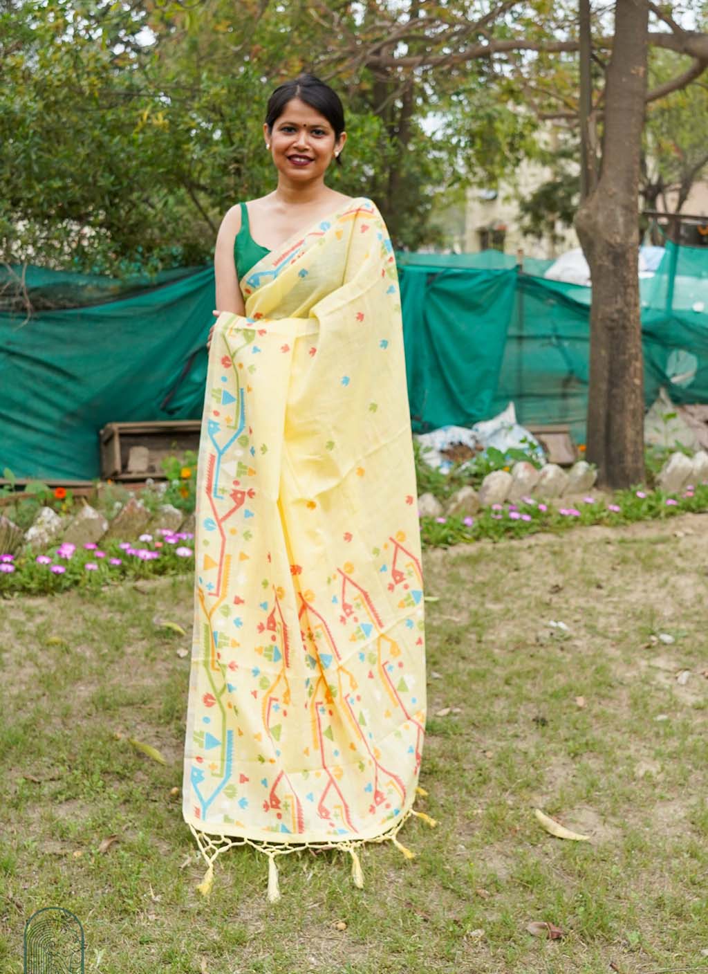 Pure Linen Jamdani Saree